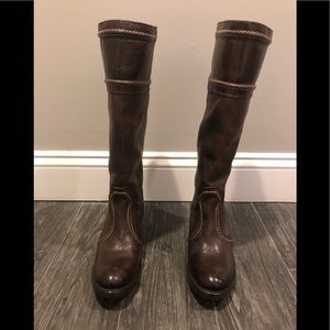NEW FRYE 77231 Jane Dk Brown Leather Riding Boots